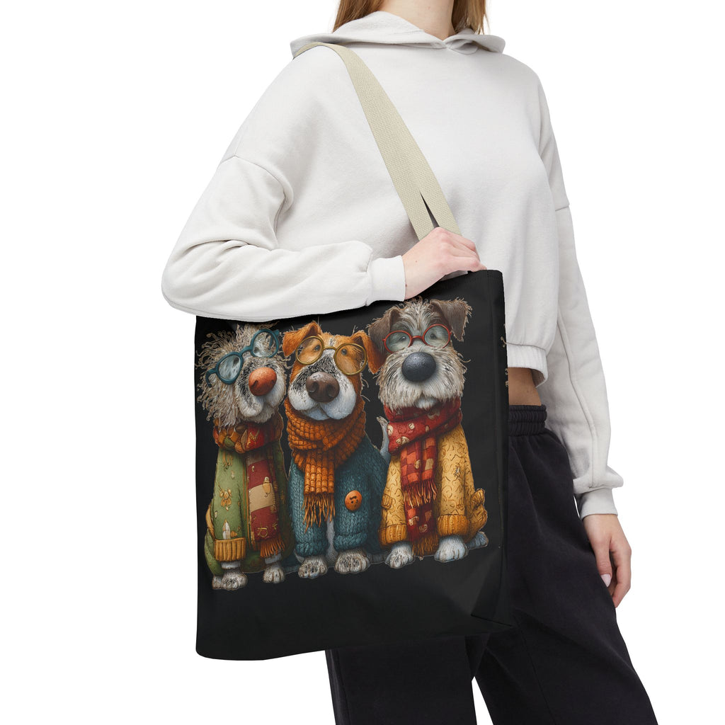 Three Cozy Dogs Tote Bag | Cute Winter Dogs Illustration