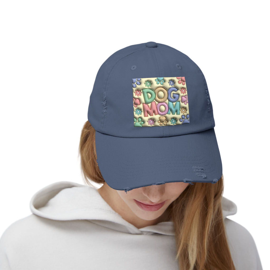 Dog Mom pastel paw print Hat | Distressed Dad Cap
