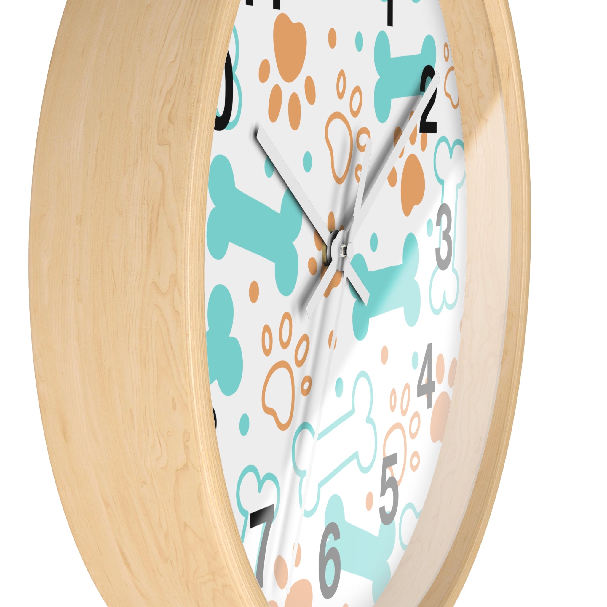 Dog Bones and Paw Prints Wall Clock | Pet-themed Nursery Clock