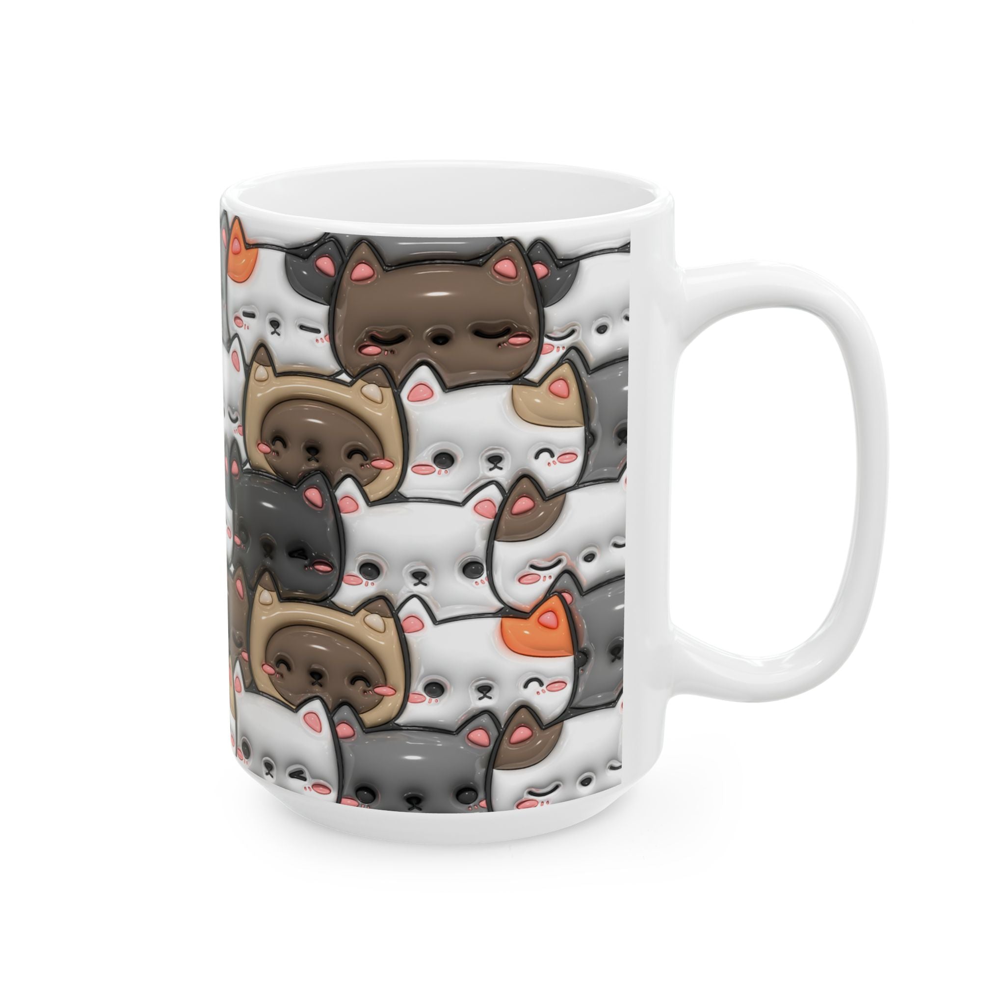 Kawaii Cat Pattern Mug | Cute Cats Ceramic Coffee Cup