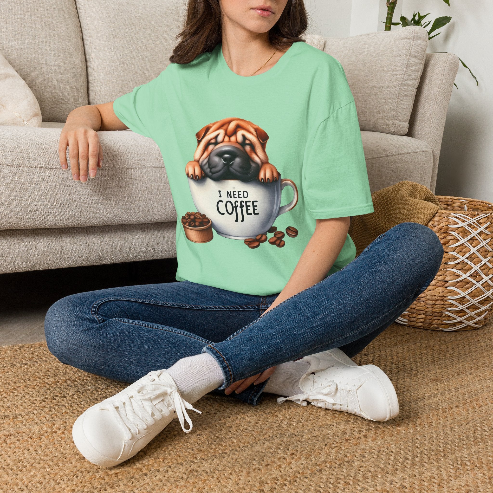 Pug in Coffee Cup T-Shirt | I Need Coffee Puppy Tee