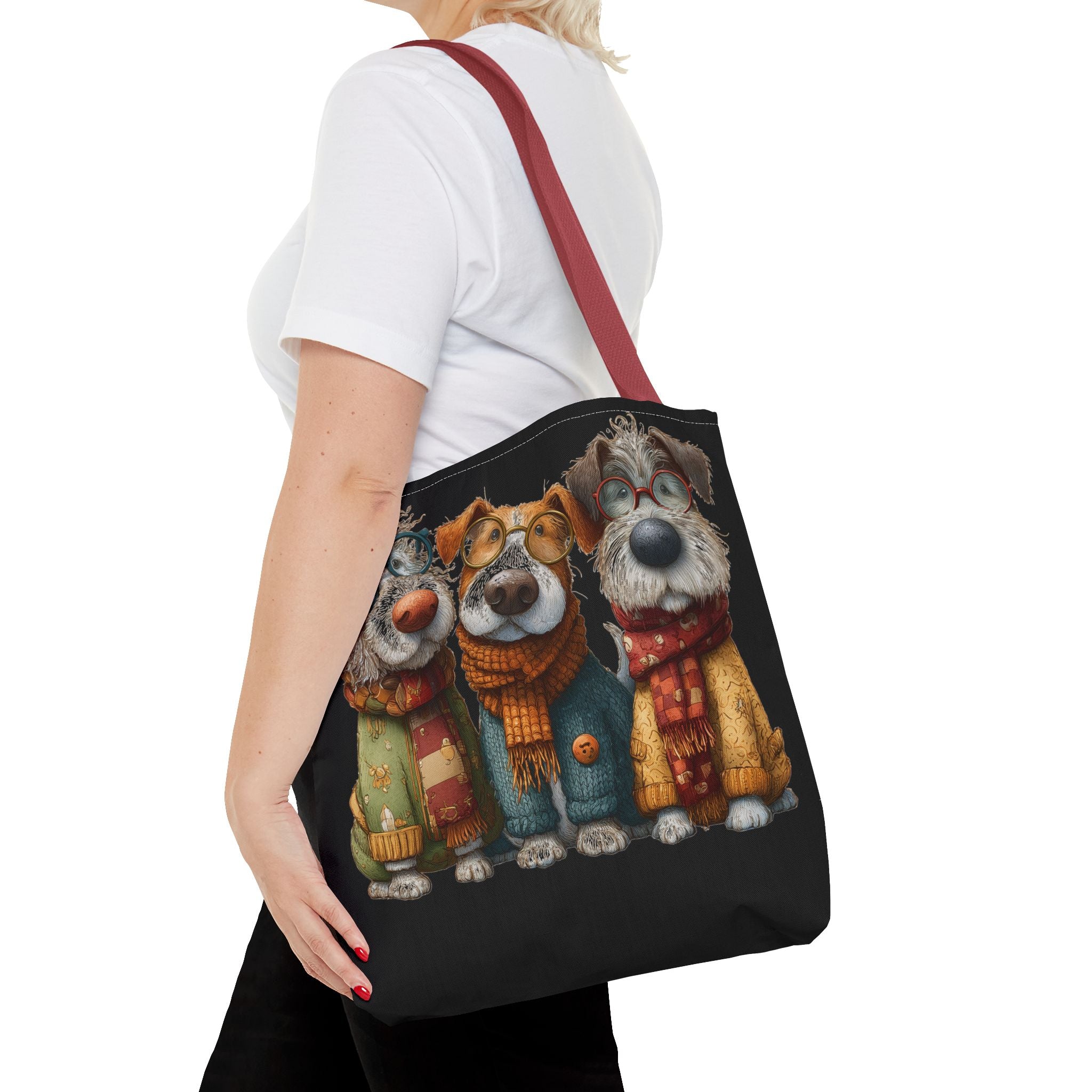Three Cozy Dogs Tote Bag | Cute Winter Dogs Illustration