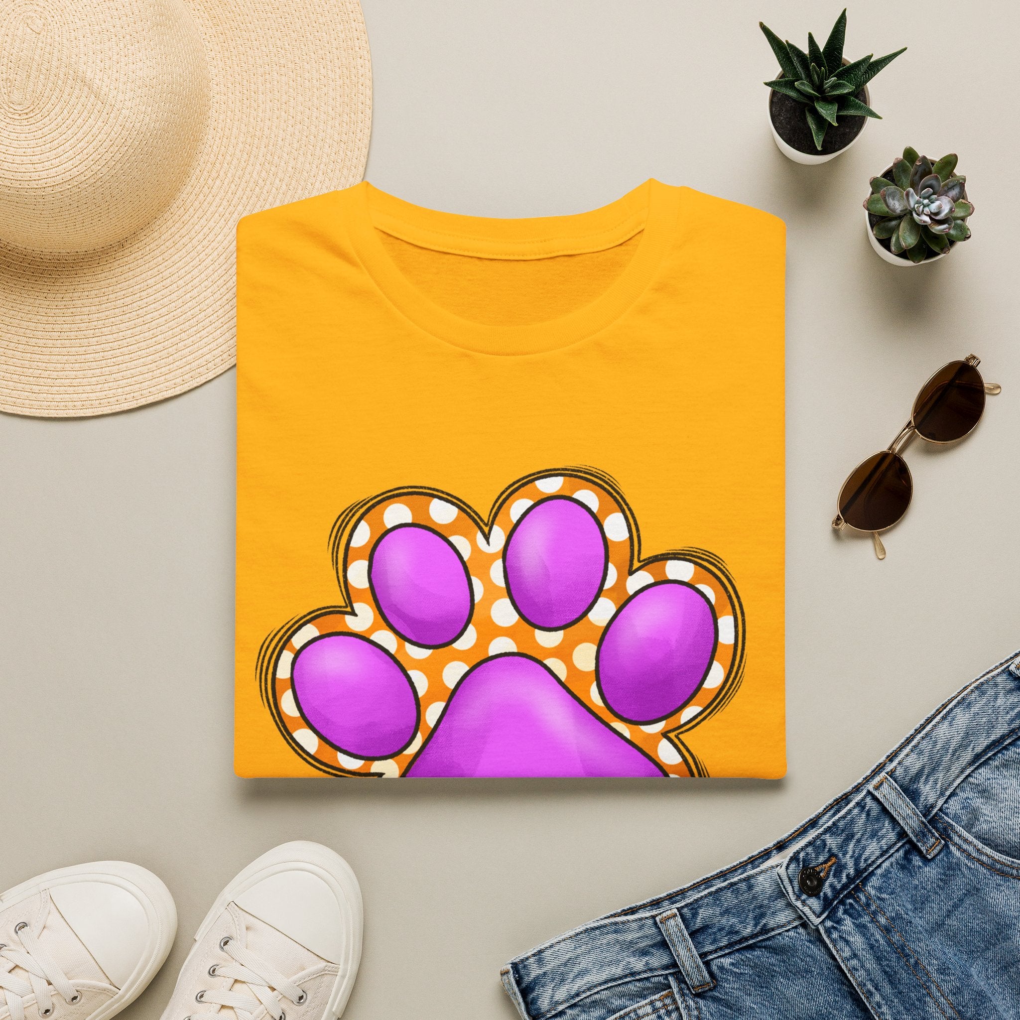 Pink Paw Print T-Shirt | Cute Animal Paw Graphic Tee