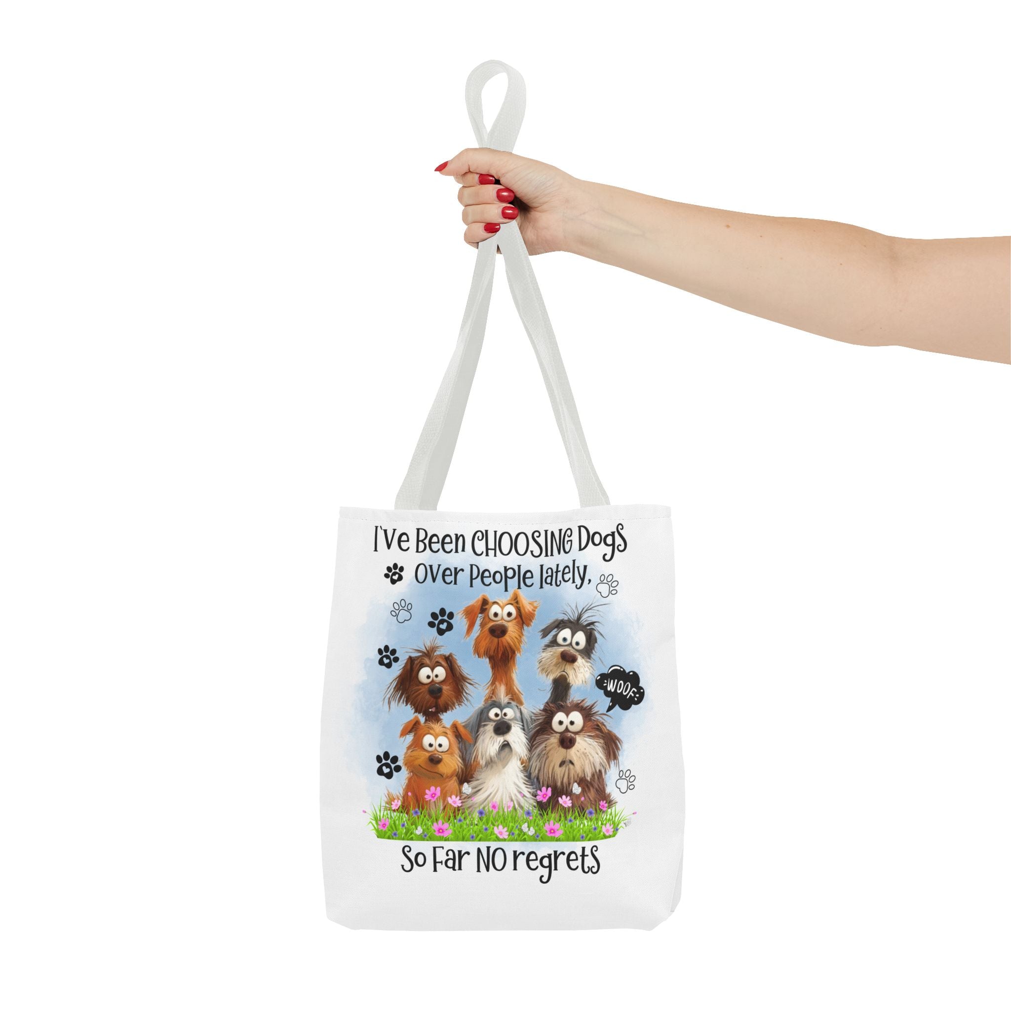 Choosing Dogs Over People Tote Bag | Cute Cartoon Dogs, Paw Print Design