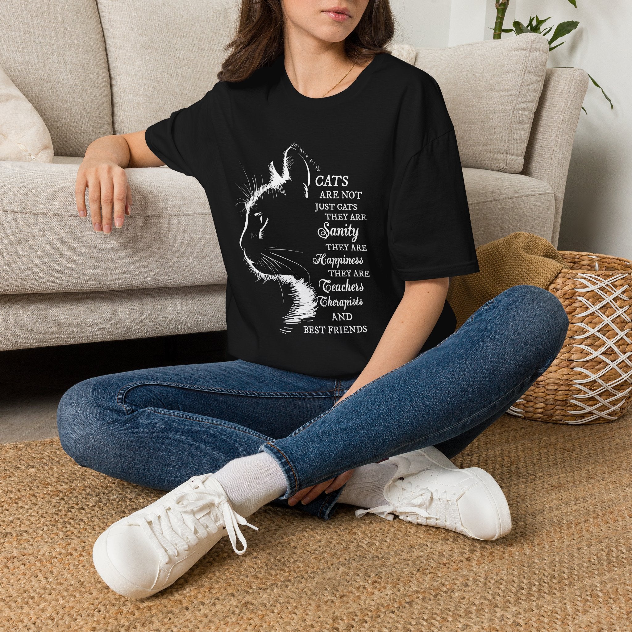 Cat Silhouette Quote T-Shirt | Cat Lovers Tee, Feline Friendship Design
