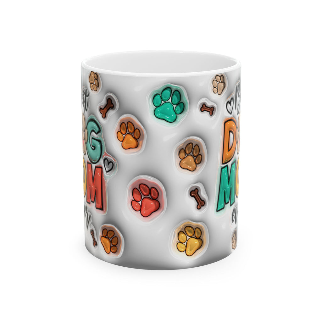 Best Dog Mom mug | Paw Print Pattern Ceramic Mug, 11oz or 15oz