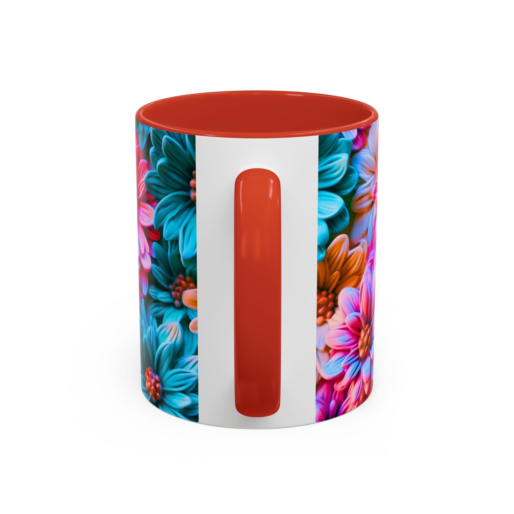Vibrant Dahlia Floral Accent Mug | 11oz 15oz Ceramic Coffee Mug