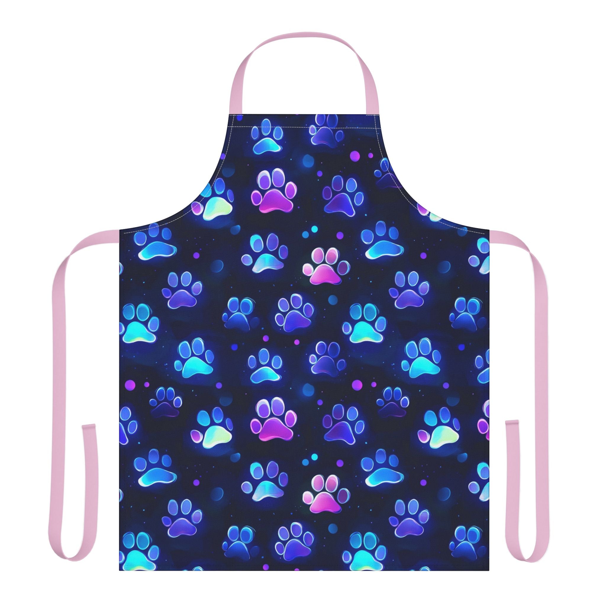 Neon Paw Prints Apron | Colorful Cat Dog Paws Pattern