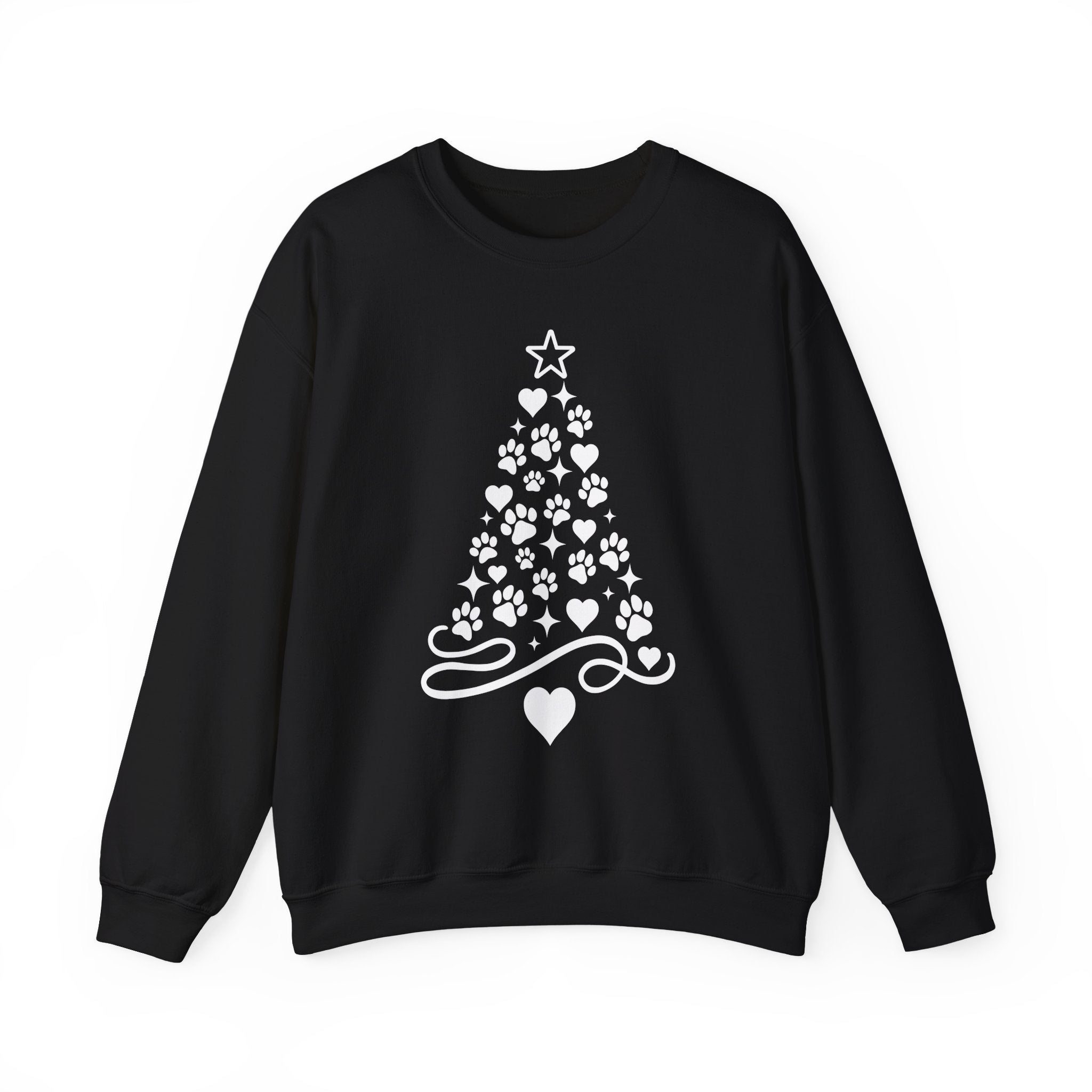 Paw Paw Print Christmas Tree Sweatshirt | Pet Lover Holiday Crewneck