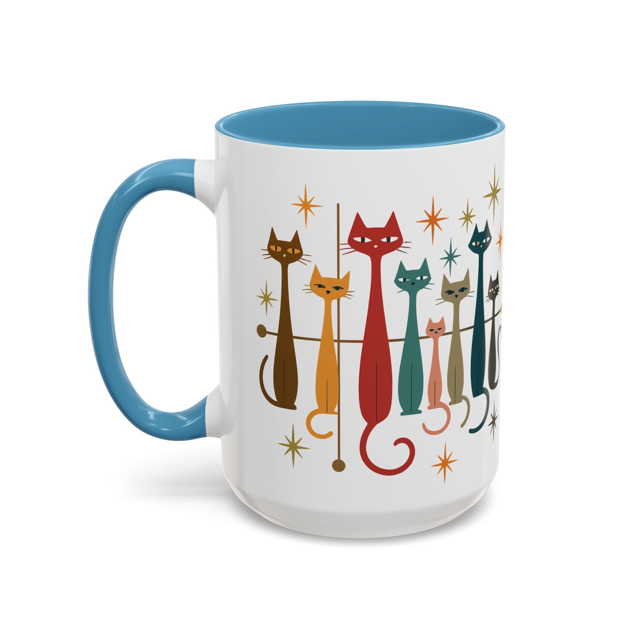 Retro Mid-Century Cats 1950s 1960s Accent Coffee Mug | 11oz 15oz