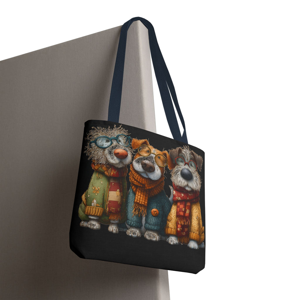 Three Cozy Dogs Tote Bag | Cute Winter Dogs Illustration