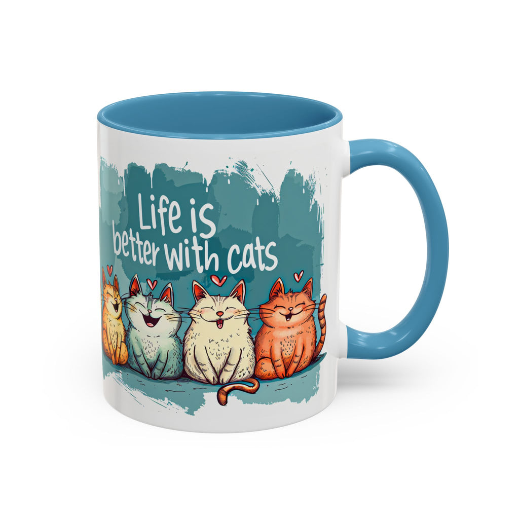 Life Is Better With Cats Coffee Mug | Accent Two-Tone Mug