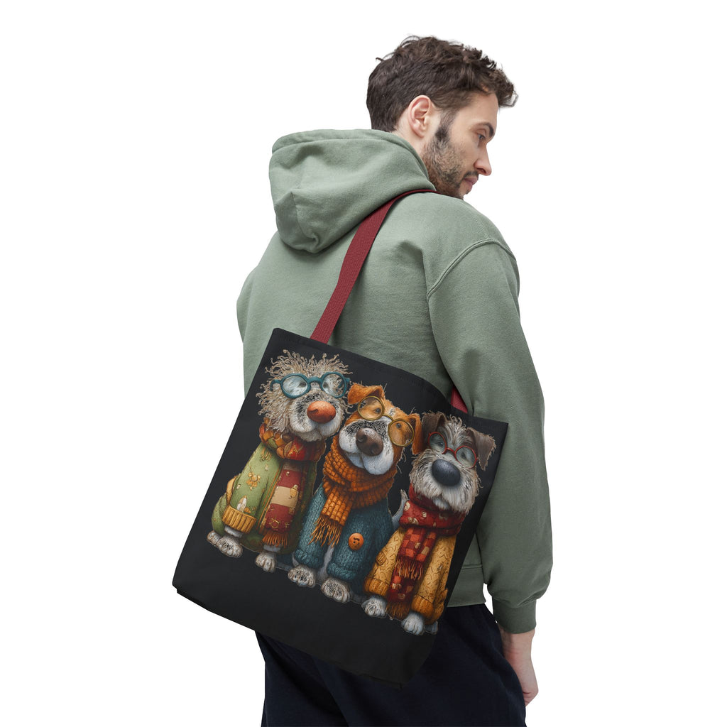 Three Cozy Dogs Tote Bag | Cute Winter Dogs Illustration