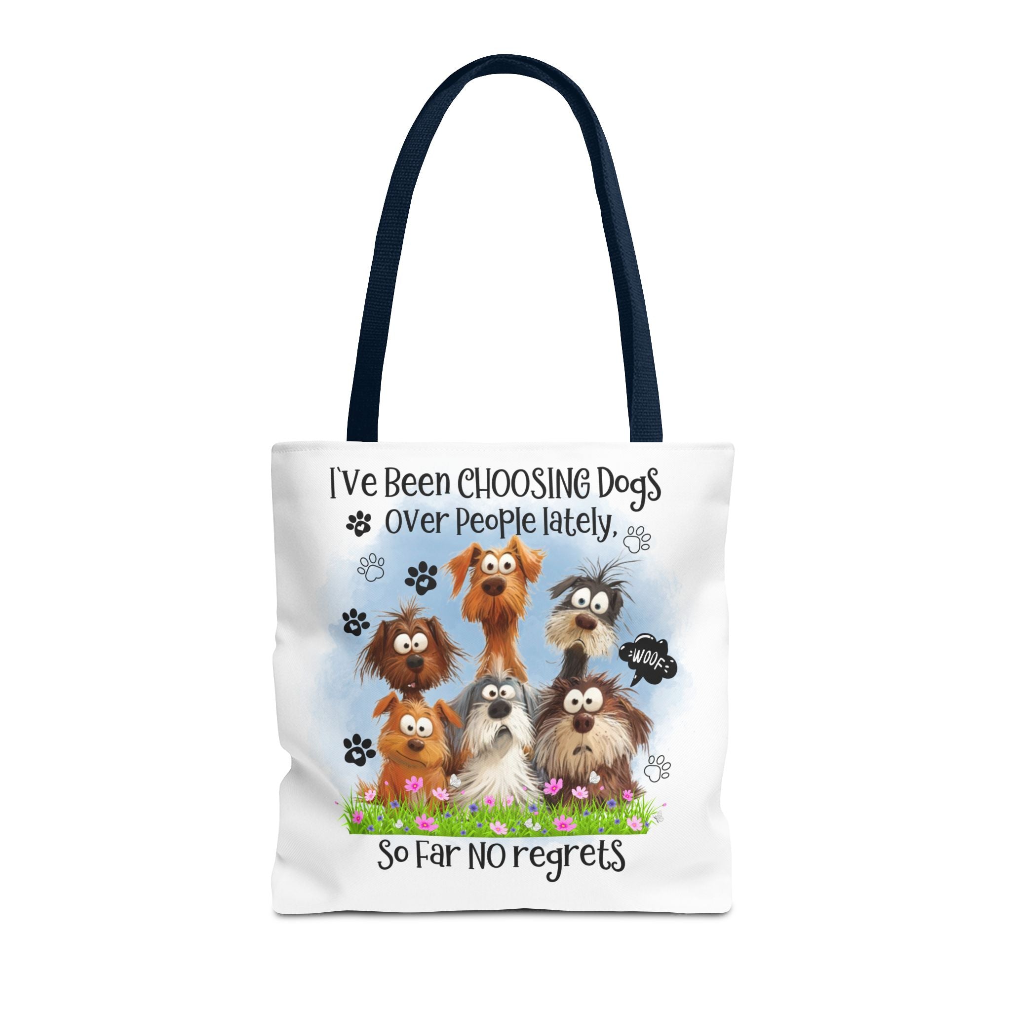 Choosing Dogs Over People Tote Bag | Cute Cartoon Dogs, Paw Print Design