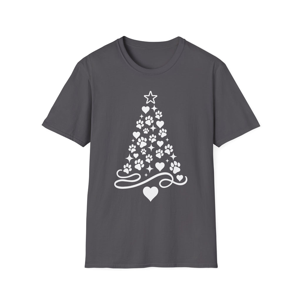 Paw Paw Print Christmas Tree T-Shirt | Dog Lover Holiday Tee