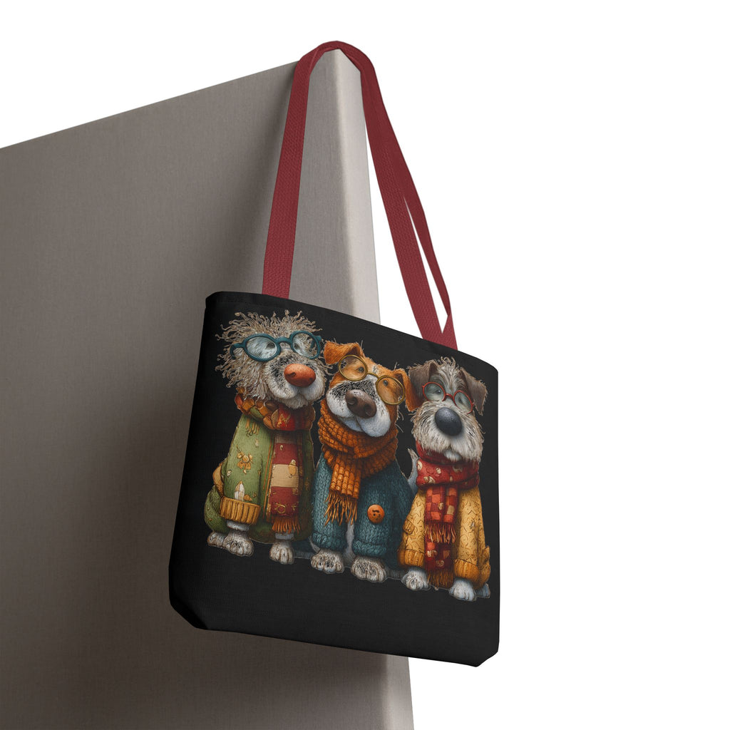 Three Cozy Dogs Tote Bag | Cute Winter Dogs Illustration