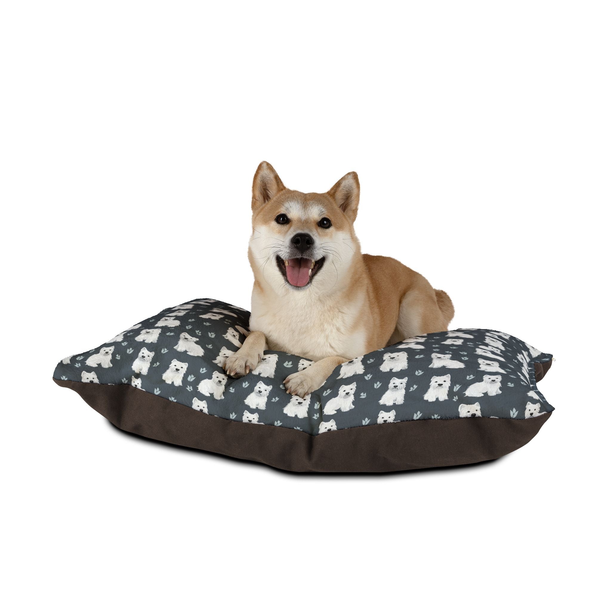 Westie Pattern Pet Bed | White West Highland Terrier Repeat Design