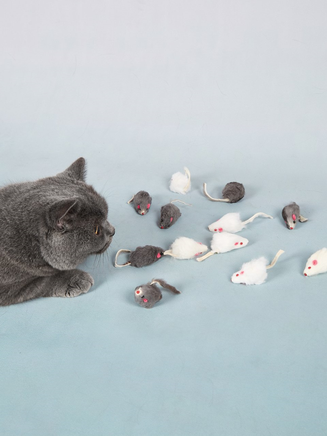 Pet Supplies 12pcs Simulated Rabbit Skin Mouse Combination Cat and Dog Toys