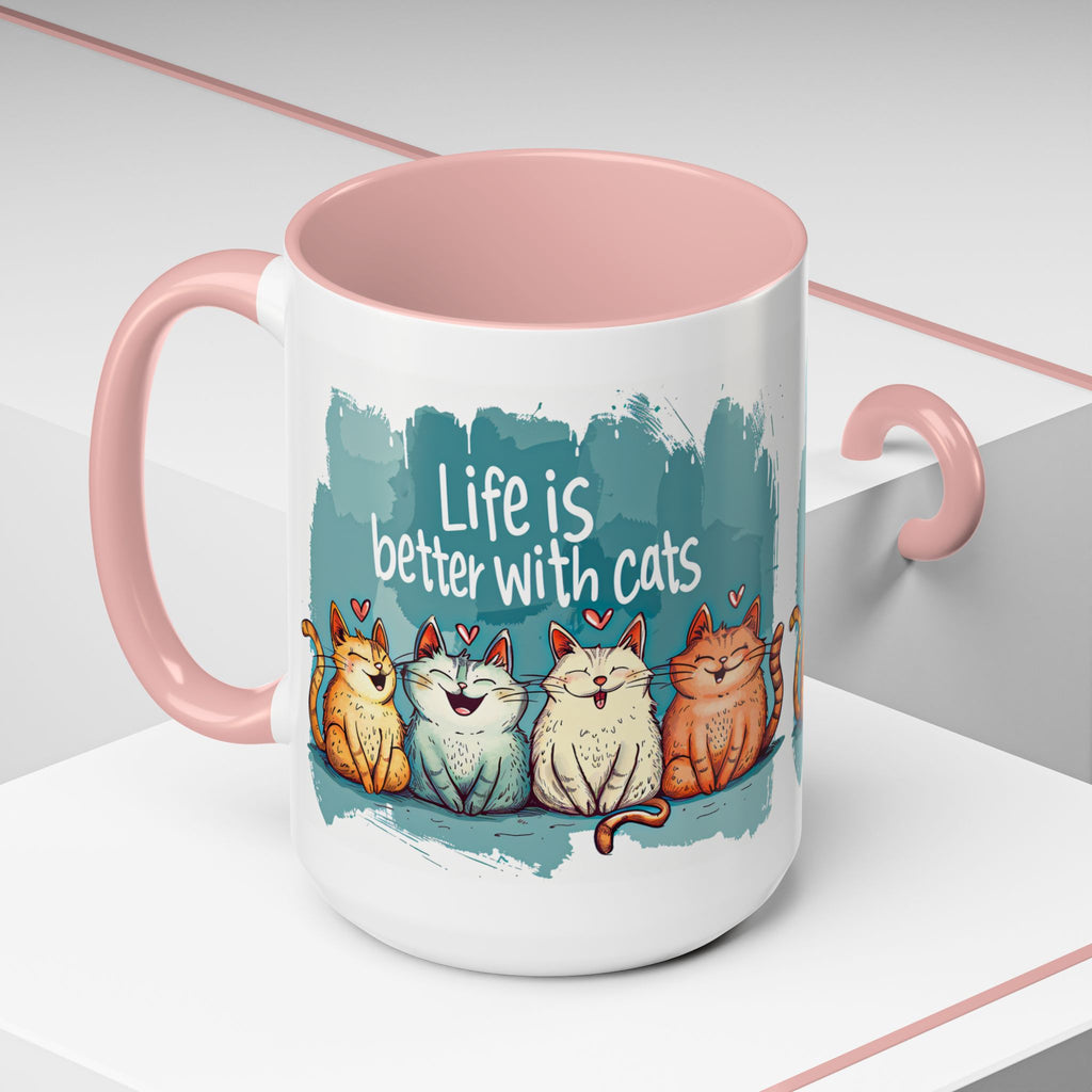Life Is Better With Cats Coffee Mug | Accent Two-Tone Mug