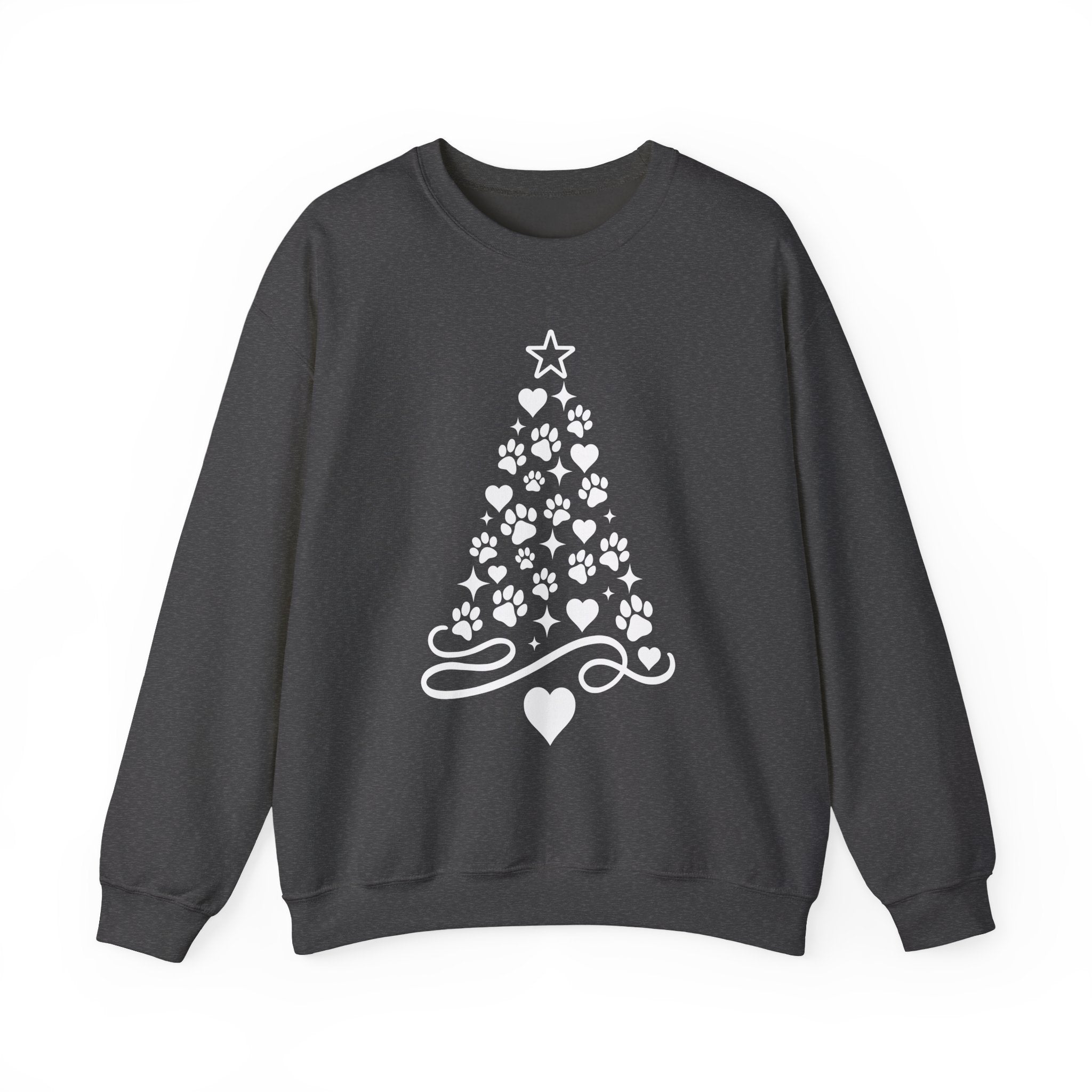 Paw Paw Print Christmas Tree Sweatshirt | Pet Lover Holiday Crewneck
