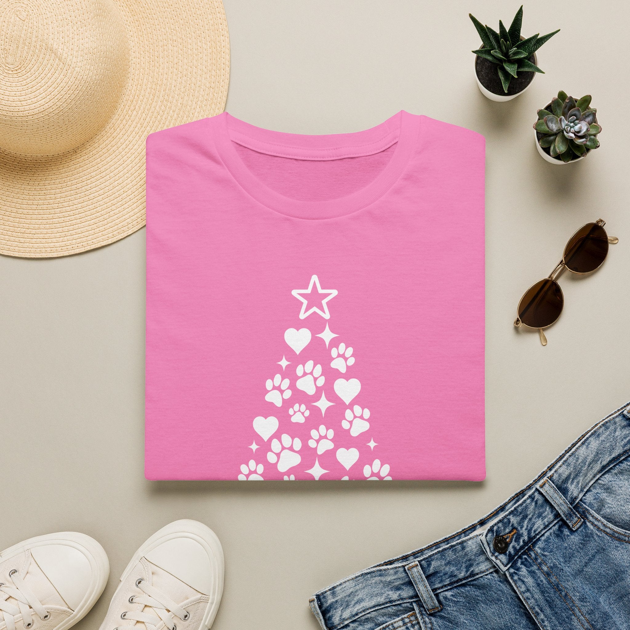 Paw Paw Print Christmas Tree T-Shirt | Dog Lover Holiday Tee