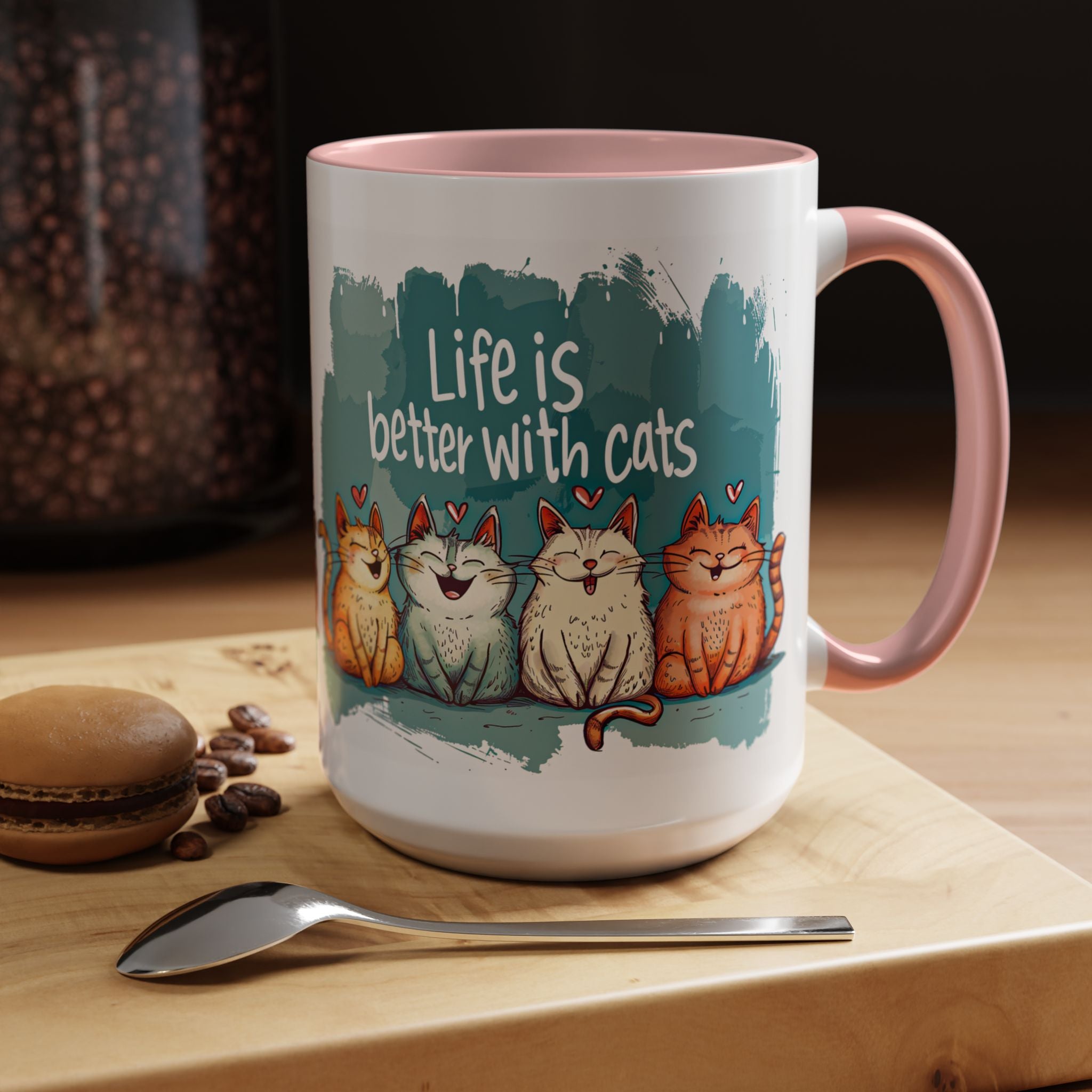 Life Is Better With Cats Coffee Mug | Accent Two-Tone Mug