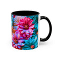 Vibrant Dahlia Floral Accent Mug | 11oz 15oz Ceramic Coffee Mug