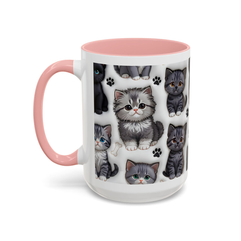 Cute Kitten Pattern Accent Coffee Mug | Cat Paw Print Design