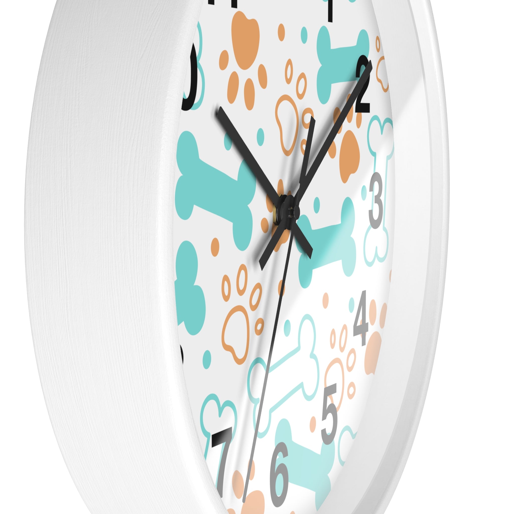 Dog Bones and Paw Prints Wall Clock | Pet-themed Nursery Clock