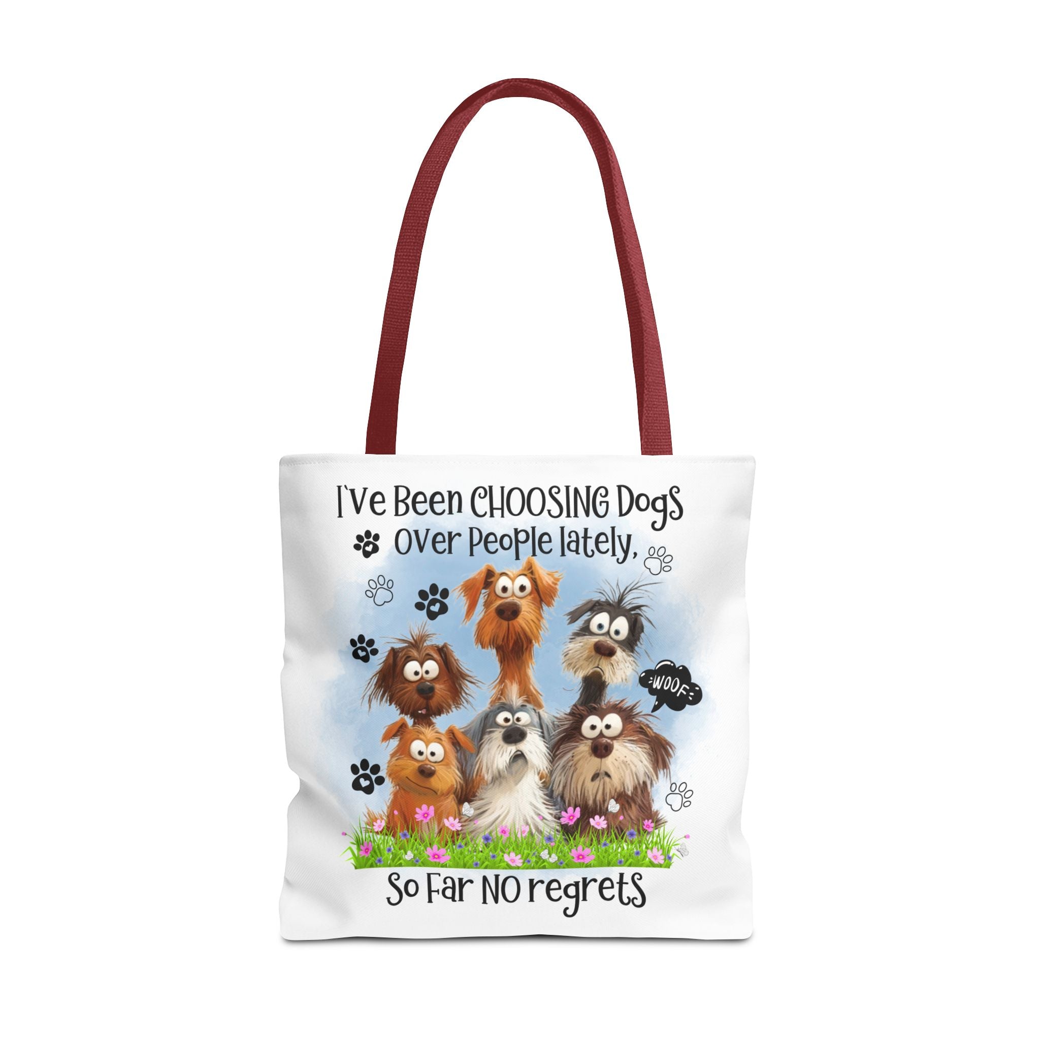 Choosing Dogs Over People Tote Bag | Cute Cartoon Dogs, Paw Print Design