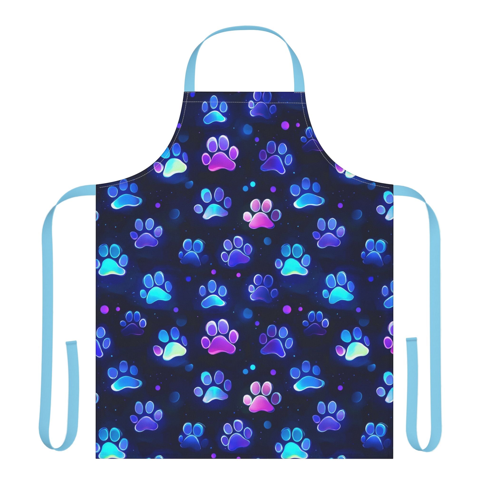 Neon Paw Prints Apron | Colorful Cat Dog Paws Pattern
