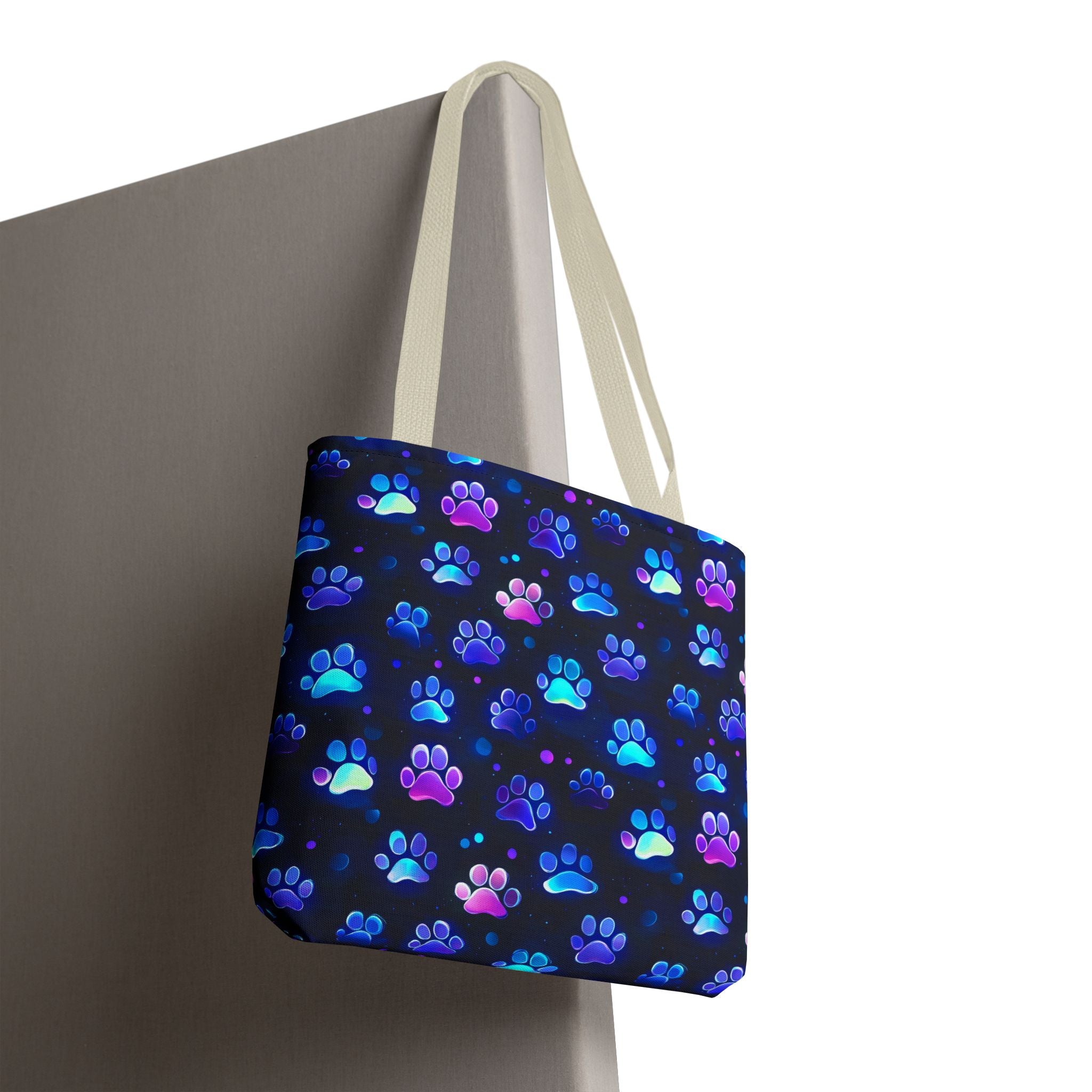 Neon Paw Print Tote | Colorful Cat Dog Paw Pattern All Over Print