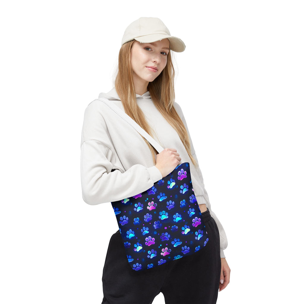 Neon Paw Print Tote | Colorful Cat Dog Paw Pattern All Over Print