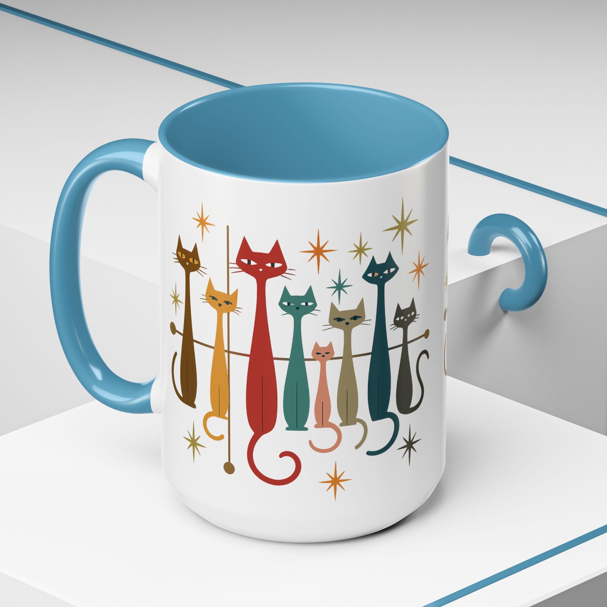 Retro Mid-Century Cats 1950s 1960s Accent Coffee Mug | 11oz 15oz