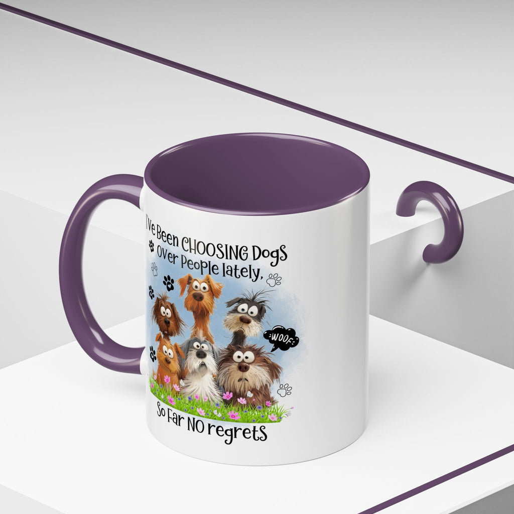 Choosing Dogs Over People Mug | Funny Cute Cartoon Dogs, 11oz 15oz Accent Coffee Mug