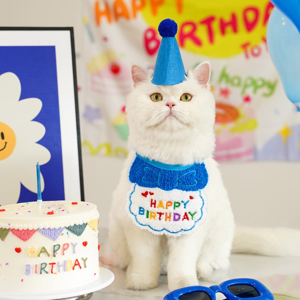 Pet birthday drool scarf cat bib scarf dog cat hat