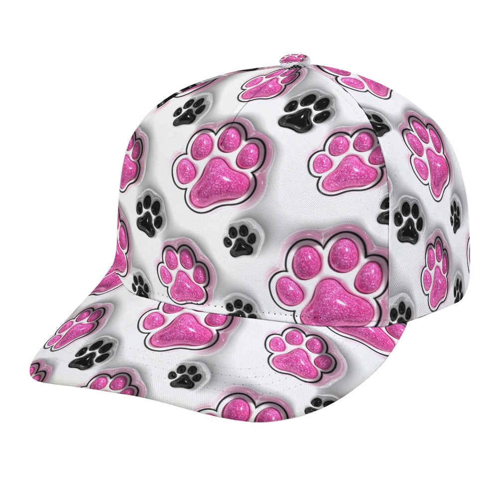 3D Sparkly Pet Paws Inflated Tumbler Wrap, Puffy Pink Glitter Dog Mom Sublimation Design, Dog Lover Cap