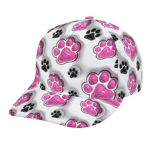 3D Sparkly Pet Paws Inflated Tumbler Wrap, Puffy Pink Glitter Dog Mom Sublimation Design, Dog Lover Cap