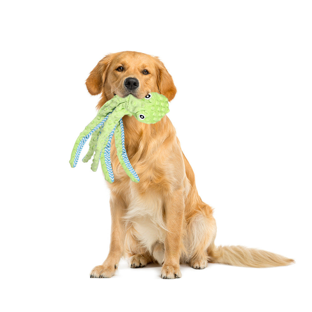 New Pet Supplies Cute Cartoon Voice Octopus Toys Puzzle Biting Cat and Dog Supplies