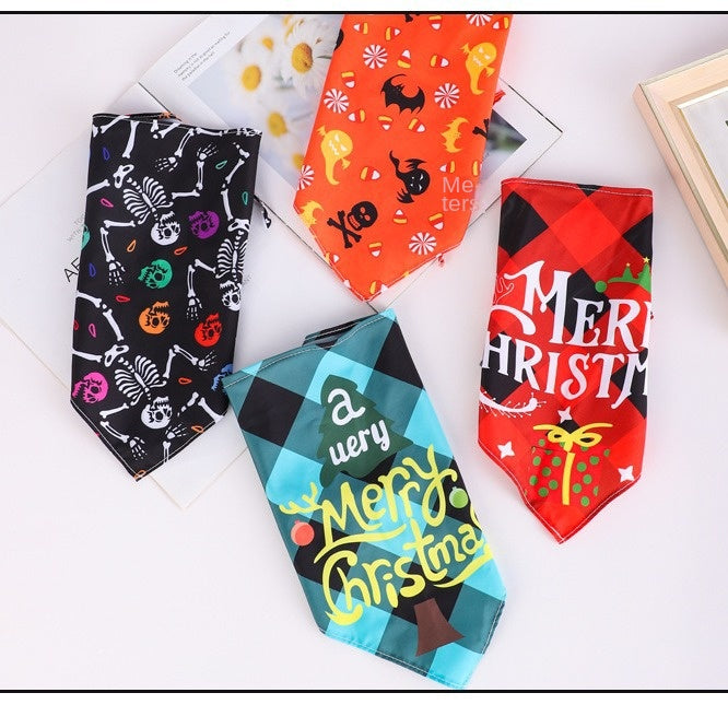 Pet Bandana for Dogs and Cats - Thanksgiving, Christmas, Halloween Pet Triangle Scarf Bib