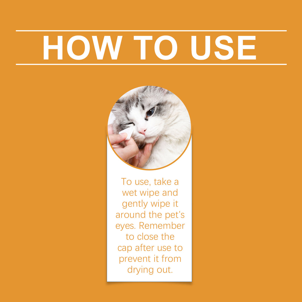 Eye Wipes for Cats and Dogs, Dogs to Tear Stains Cat Pet Eye Cleaning Wet Wipes for Eyes