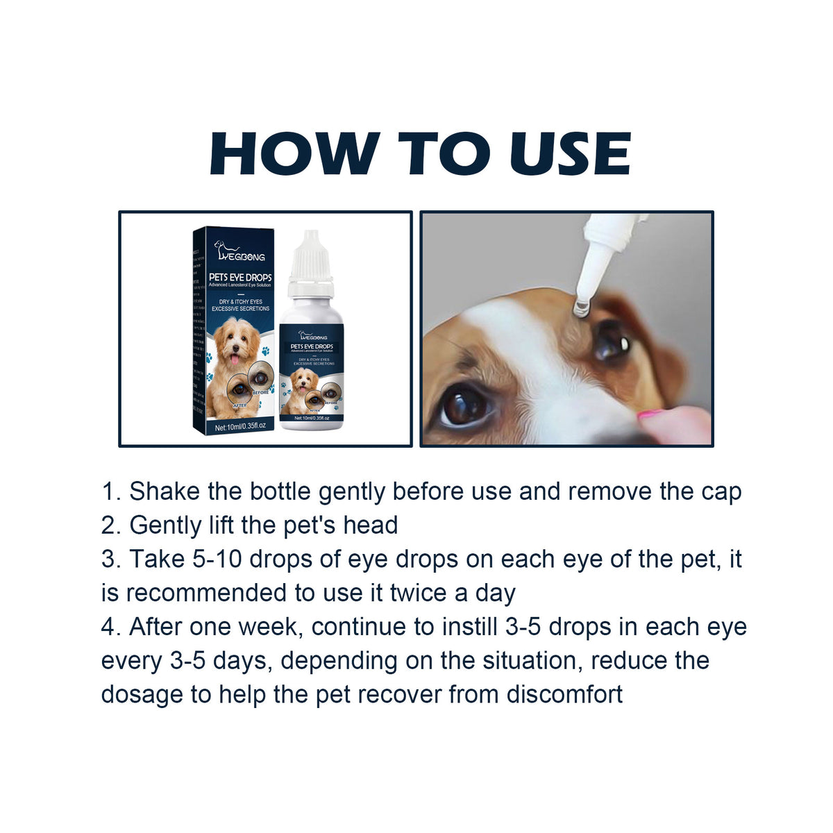 Pet Eye Drops, Cats And Dogs Remove Tears Relieve Eyes Itchy Cleansing Eye Drops
