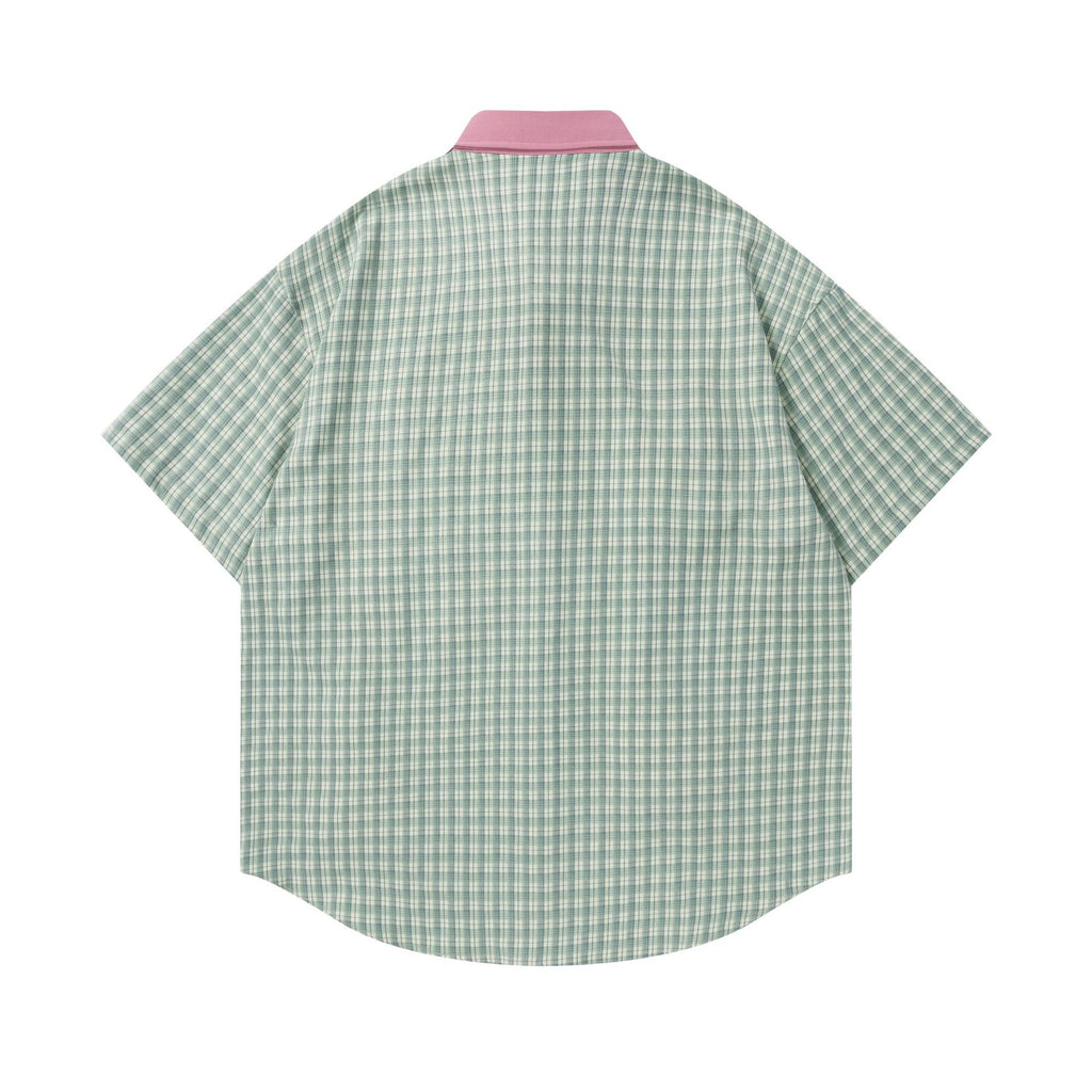 Fun cat and dog embroidered short sleeved shirt