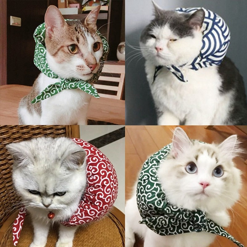 Novel Japanese Style Pet Cloth-wrappers Shaped Collar For Dogs Cats Cute Cotton Filled Scarf Dogs Grooming Accessories Decor