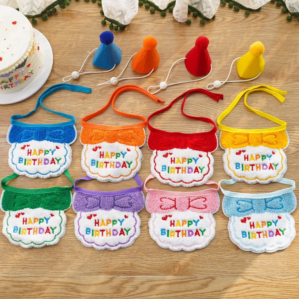 Pet birthday drool scarf cat bib scarf dog cat hat