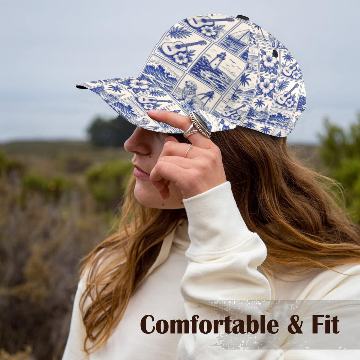 Golden Retriever Surf Style All Over Print Snapback Mom Dad Cap – 7-Panel Chino Cotton Twill Hat