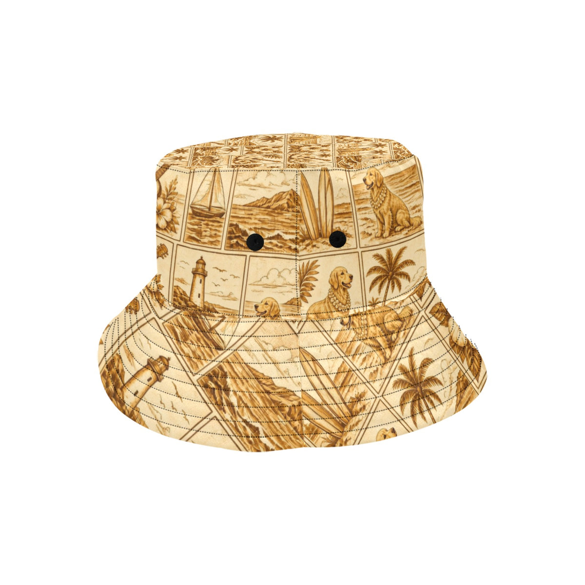 Golden Retriever Doggie Surf Style Summer Bucket Hat