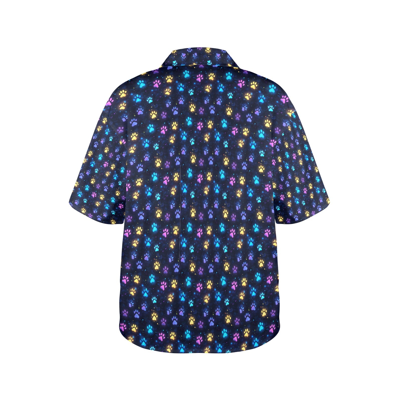 Neon Paw Prints Women's All Over Print Hawaiian Shirt （Made in USA) Free Shipping