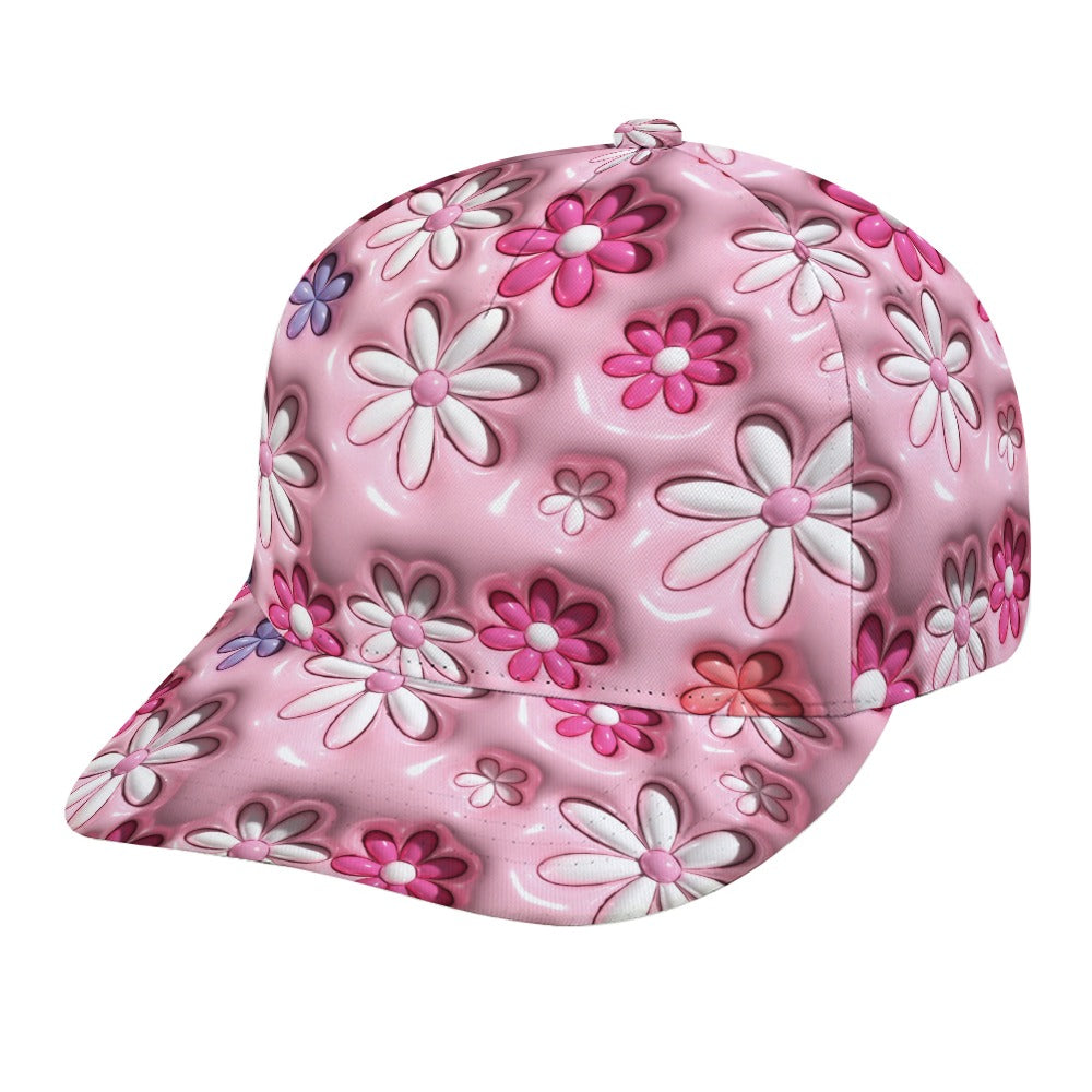 Pink Flowers Inflated Floral 3D Design Sublimation Cap