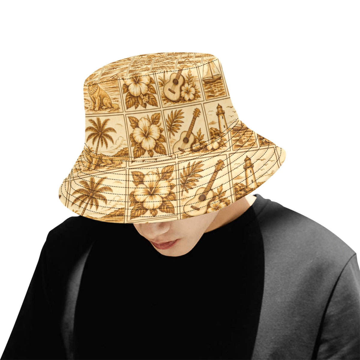 Golden Retriever Doggie Surf Style Summer Bucket Hat